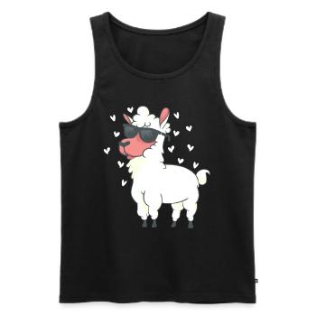 Cœurs de lama Alpaga - Alpaga Animal Llama Farmer - Débardeur bio Premium Homme - noir - Devant - Michal (187cm)
