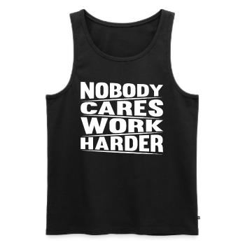 Workout Motivation Gym Fitness - Personne ne se soucie du travail - Débardeur bio Premium Homme - noir - Devant - Michal (187cm)
