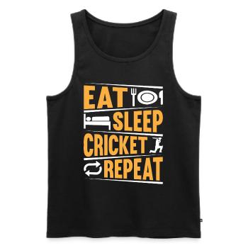 Eat Sleep Cricket Repeat - Playing Cricket Player - Männer Premium Bio Tank Top - Schwarz - Vorne - Michal (187cm)