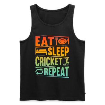 Cricket Player - Eat Sleep Cricket Repeat - Männer Premium Bio Tank Top - Schwarz - Vorne - Michal (187cm)