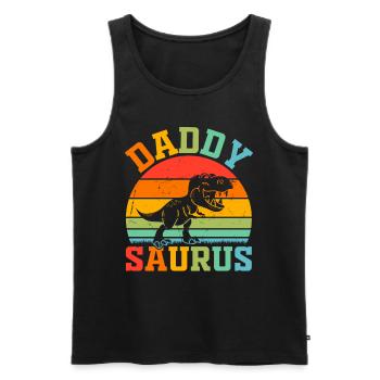 Papasaurus Dino Daddy Dinosaur Papa Dino - Dadd - Men's Premium Organic Tank Top - black - Front - AI Model Male 178 light (178cm)