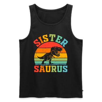 Sœur Sistersaurus Sœur Dinosaure Sœur Saurus Sœur - Débardeur bio Premium Homme - noir - Devant - AI Model Male 178 light (178cm)
