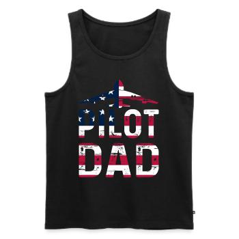 Pilot Daddy - Pilote d’avion d’aéroport Drapeau américain - Débardeur bio Premium Homme - noir - Devant - Michal (187cm)