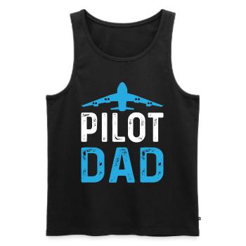 Pilote Daddy Aéroport Avion Pilote Pilote d’avion Papa - Débardeur bio Premium Homme - noir - Devant - AI Model Male 178 light (178cm)