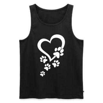 Patte de chien Cœur de bébé chiens - Pattes de chien Cœurs Patte de chien - Débardeur bio Premium Homme - noir - Devant - AI Model Male 178 light (178cm)