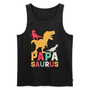 Papasaurus Papa Dinosaure - Papa Saurus Papa Dino - Débardeur bio Premium Homme - noir - Devant - Michal (187cm)