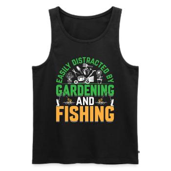 Gardening - Easily Distracted By Gardening And Fis - Männer Premium Bio Tank Top - Schwarz - Vorne - AI Model Male 178 light (178cm)