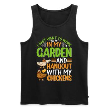 Jardinage de poulet jardinier de jardin drôle de poulet lo - Débardeur bio Premium Homme - noir - Devant - Michal (187cm)