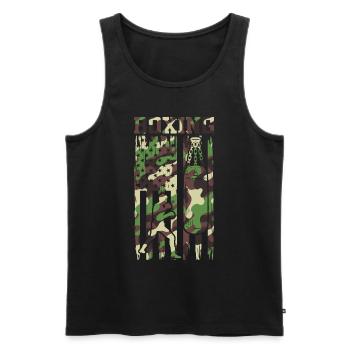 Camouflage Boxe Amérique Flag Arts Martiaux Boxe - Débardeur bio Premium Homme - noir - Devant - Michal (187cm)