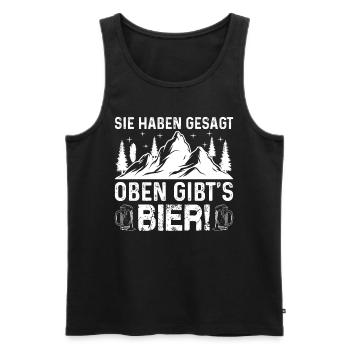 Mountain hiking I You said there's beer upstairs - Men's Premium Organic Tank Top - black - Front - AI Model Male 178 light (178cm)