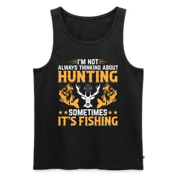Chasse au cerf Pêche à la truite Pêche au poisson - Deer Hun - Débardeur bio Premium Homme - noir - Devant - AI Model Male 178 light (178cm)