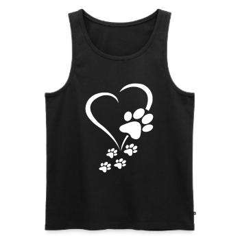 Dog Paw Heart Dog Owner - Dog Paws Hearts Dog Paw - Débardeur bio Premium Homme - noir - Devant - AI Model Male 178 light (178cm)