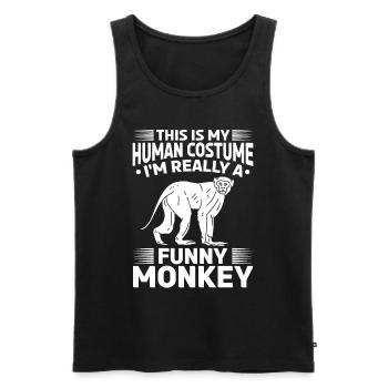 C’est mon costume humain, je suis vraiment un drôle de singe - Débardeur bio Premium Homme - noir - Devant - Michal (187cm)