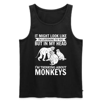 On dirait peut-être que je t’écoute - Monkey - Débardeur bio Premium Homme - noir - Devant - Michal (187cm)