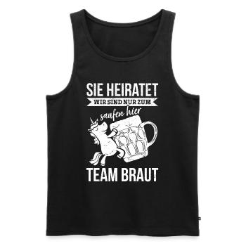 Sie Heiratet Wir Sind Nur Zum Saufen Hier - Team B - Männer Premium Bio Tank Top - Schwarz - Vorne - AI Model Male 178 light (178cm)