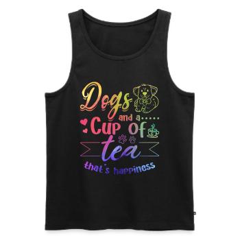 Dogs And A Cup Of Tea That's Happiness - Dog Owner - Men's Premium Organic Tank Top - black - Front - Michal (187cm)