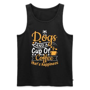 Les chiens et une tasse de café qui est le bonheur - Cute D - Débardeur bio Premium Homme - noir - Devant - Michal (187cm)
