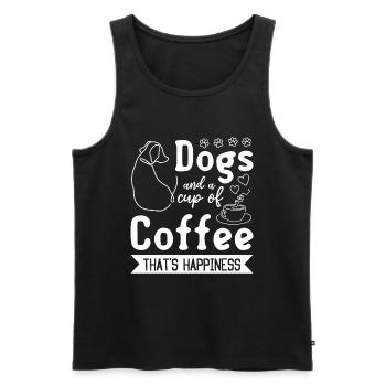 Les chiens et une tasse de café qui est le bonheur - Dog Ow - Débardeur bio Premium Homme - noir - Devant - AI Model Male 178 light (178cm)