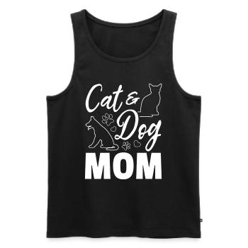 Cat & Dog Mom - Dog Cat Mama Dog Mama Dog Lover - Men's Premium Organic Tank Top - black - Front - AI Model Male 178 light (178cm)