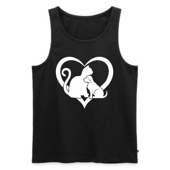 Dog and Cat Lover Dog Lover - Funny Cat & Dog Hear - Männer Premium Bio Tank Top - Schwarz - Vorne - Michal (187cm)