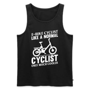 Cycliste à vélo électrique comme un cycliste normal seulement beaucoup roucouler - Débardeur bio Premium Homme - noir - Devant - Michal (187cm)