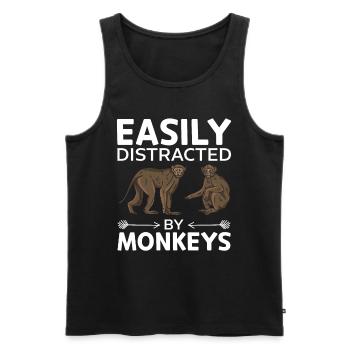 Facilement distrait par les singes - Orangutan Monkey Lo - Débardeur bio Premium Homme - noir - Devant - Michal (187cm)