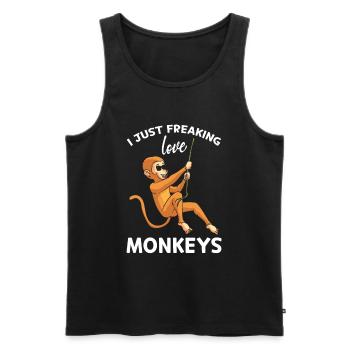 I Just freaking love Monkeys - Orangutan Monkey Lo - Men's Premium Organic Tank Top - black - Front - AI Model Male 178 light (178cm)