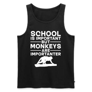 Singe - L’école est importante mais les singes sont importants - Débardeur bio Premium Homme - noir - Devant - Michal (187cm)
