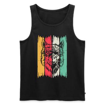 Llama Head Retro Llama Farmers - Vintage Llamas Ll - Männer Premium Bio Tank Top - Schwarz - Vorne - AI Model Male 178 light (178cm)