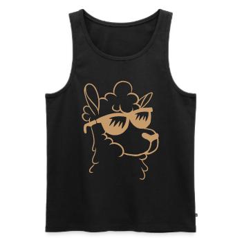 Llama Farmer Alpaca Llama - Cute Llama Head Llama - Men's Premium Organic Tank Top - black - Front - AI Model Male 178 light (178cm)