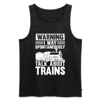 Train Lover - Avertissement je peux spontanément parler abonnement - Débardeur bio Premium Homme - noir - Devant - Michal (187cm)