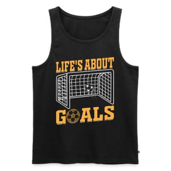 Amoureux du football - La vie est une question d’objectifs Citations de football So - Débardeur bio Premium Homme - noir - Devant - Michal (187cm)