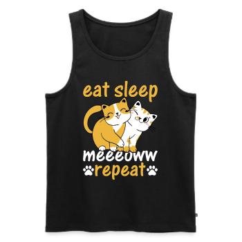 Cat Owner I Eat Sleep Meeeoww Repeat I Cat Lover - Männer Premium Bio Tank Top - Schwarz - Vorne - Michal (187cm)