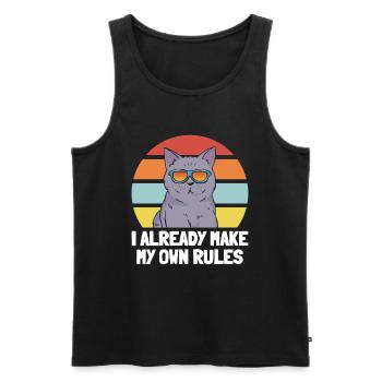 Funny Cat Lover - I Already Make My Own Rules - Männer Premium Bio Tank Top - Schwarz - Vorne - Michal (187cm)