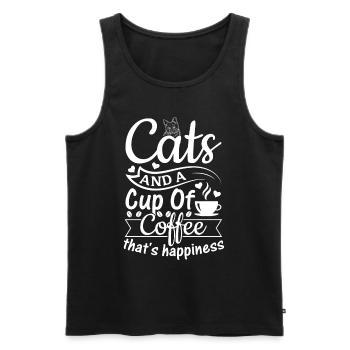 Les chats et une tasse de café qui est le bonheur - Cat Ow - Débardeur bio Premium Homme - noir - Devant - AI Model Male 178 light (178cm)