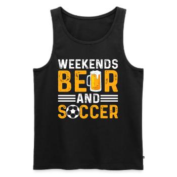 Soccer Player Soccer Lover - Weekends Beer And Soc - Men's Premium Organic Tank Top - black - Front - AI Model Male 178 light (178cm)