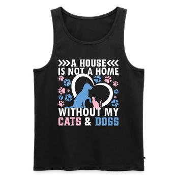 Amoureux des chiens - Une maison n’est pas une maison sans mes chats - Débardeur bio Premium Homme - noir - Devant - Michal (187cm)