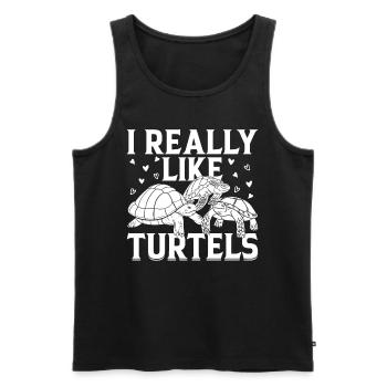 I Really Like Turtles - Sea Turtle Lover Cute Turt - Men's Premium Organic Tank Top - black - Front - Michal (187cm)