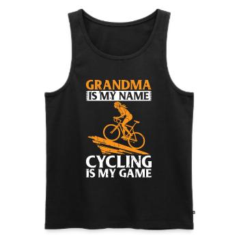 Grandma Is My Name Cycling Is My Game - Racing Bik - Men's Premium Organic Tank Top - black - Front - AI Model Male 178 light (178cm)