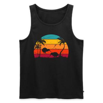 Retro Kiwi Bird Sunset Kiwi Birds New Zealand Kiwi - Men's Premium Organic Tank Top - black - Front - Michal (187cm)