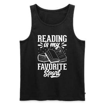 La lecture est mon sport préféré - Book Reading Book L - Débardeur bio Premium Homme - noir - Devant - AI Model Male 178 light (178cm)