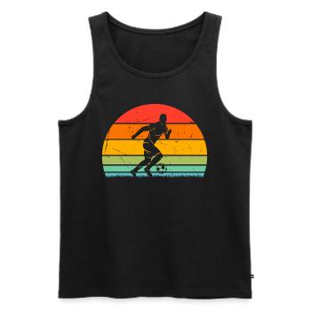Retro Soccer Sunset Soccer Player - Männer Premium Bio Tank Top - Schwarz - Vorne - AI Model Male 178 light (178cm)