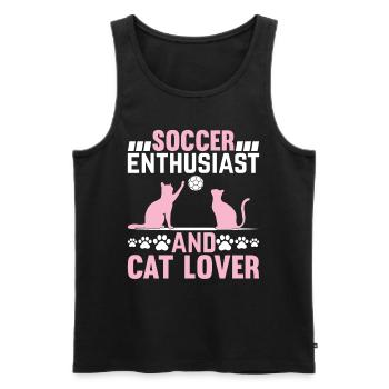 Passionné de football et amoureux des chats - Joueur de soccer C - Débardeur bio Premium Homme - noir - Devant - Michal (187cm)