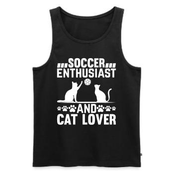 Passionné de football et amoureux des chats - Joueur de football - Débardeur bio Premium Homme - noir - Devant - Michal (187cm)