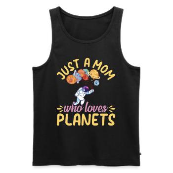 Juste une maman qui aime les planètes - Astronomy Mama Astr - Débardeur bio Premium Homme - noir - Devant - AI Model Male 178 light (178cm)