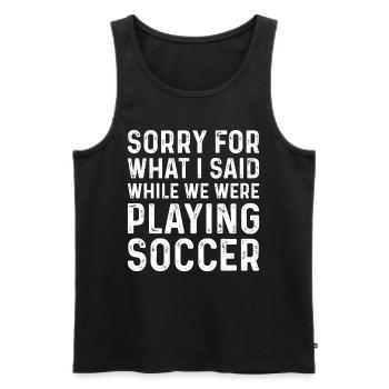 Amateur de football jouant au football - Drôle de joueur de football - Débardeur bio Premium Homme - noir - Devant - Michal (187cm)