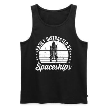 Rocket Ship Space Ship - Easily Distracted By Spac - Men's Premium Organic Tank Top - black - Front - Michal (187cm)