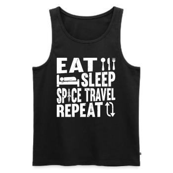 Eat Sleep Space Travel Repeat - Funny Space Rocket - Men's Premium Organic Tank Top - black - Front - AI Model Male 178 light (178cm)