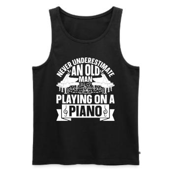 Ne sous-estimez jamais un vieil homme jouant sur un piano - Débardeur bio Premium Homme - noir - Devant - Michal (187cm)