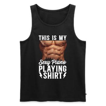 Pianiste Claviériste - Ceci est mon jeu de piano sexy - Débardeur bio Premium Homme - noir - Devant - Michal (187cm)